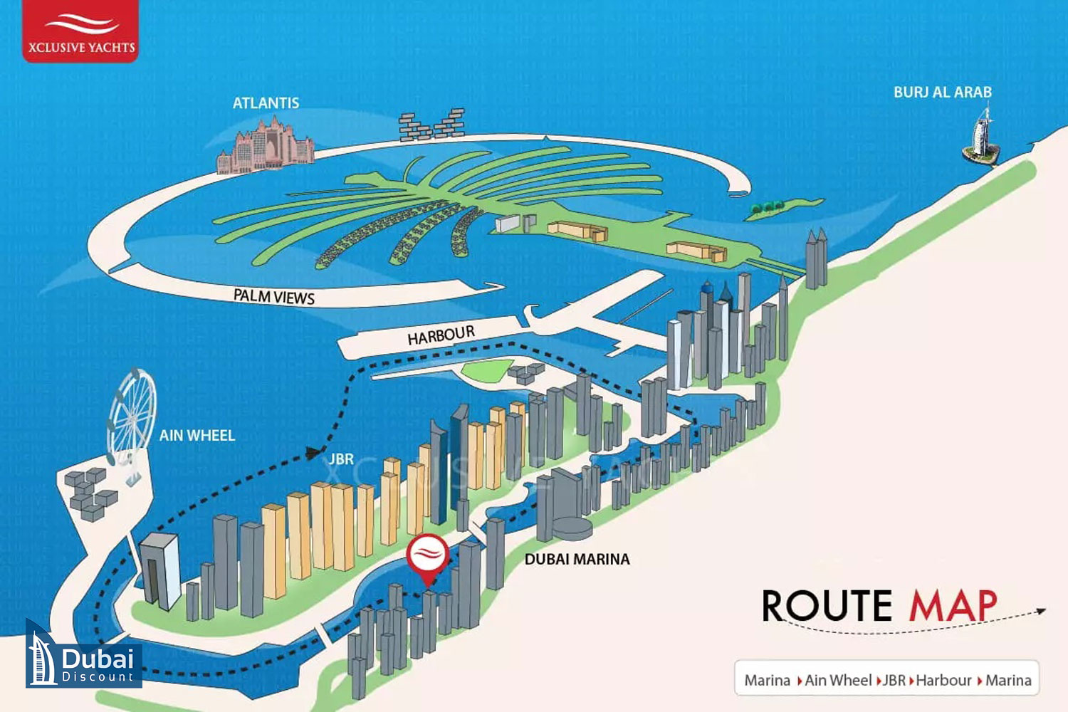 مسیر حرکت تور کشتی کروز اکسکلوسیو دبی