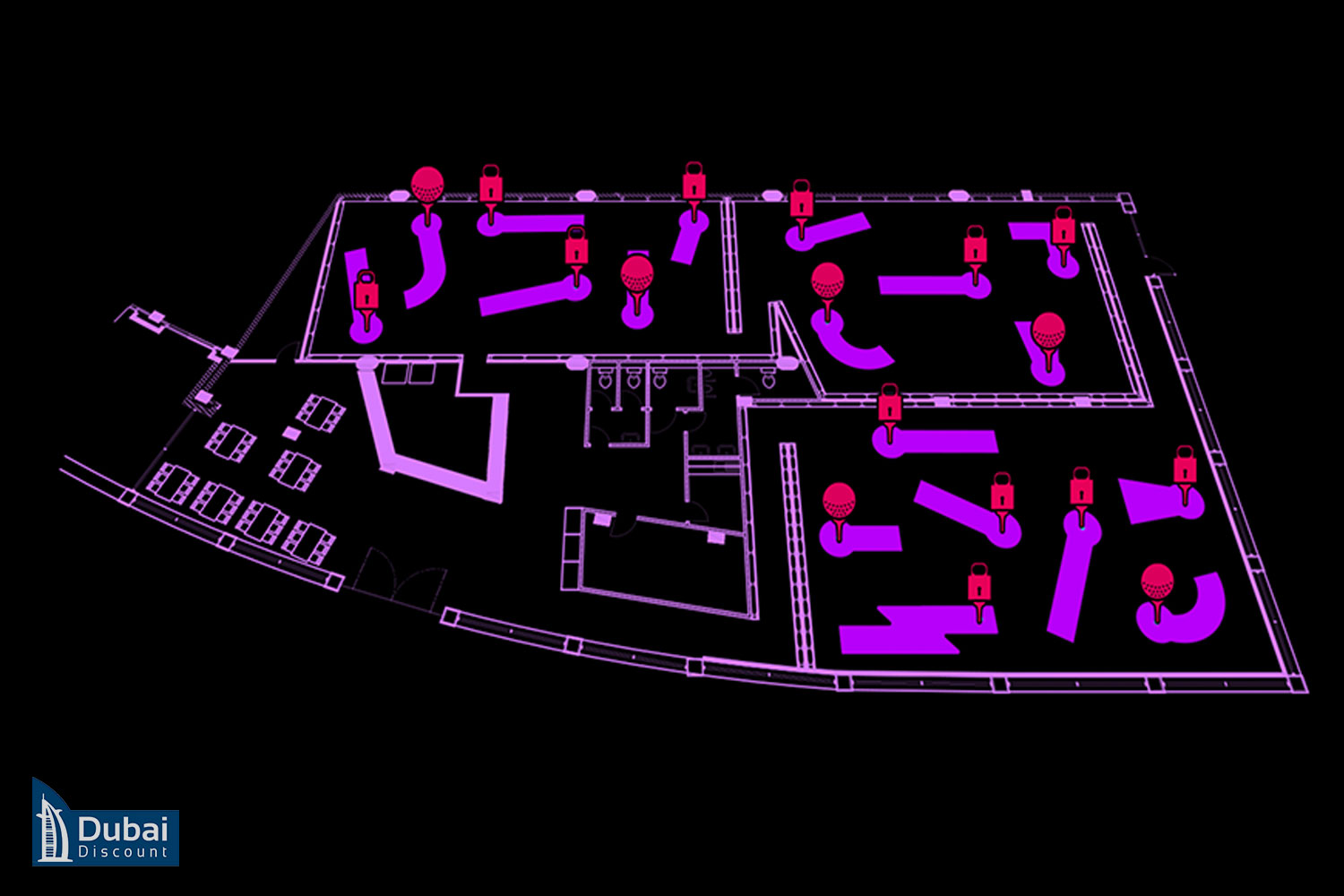 نقشه مینی گلف بلک لایت سه بعدی