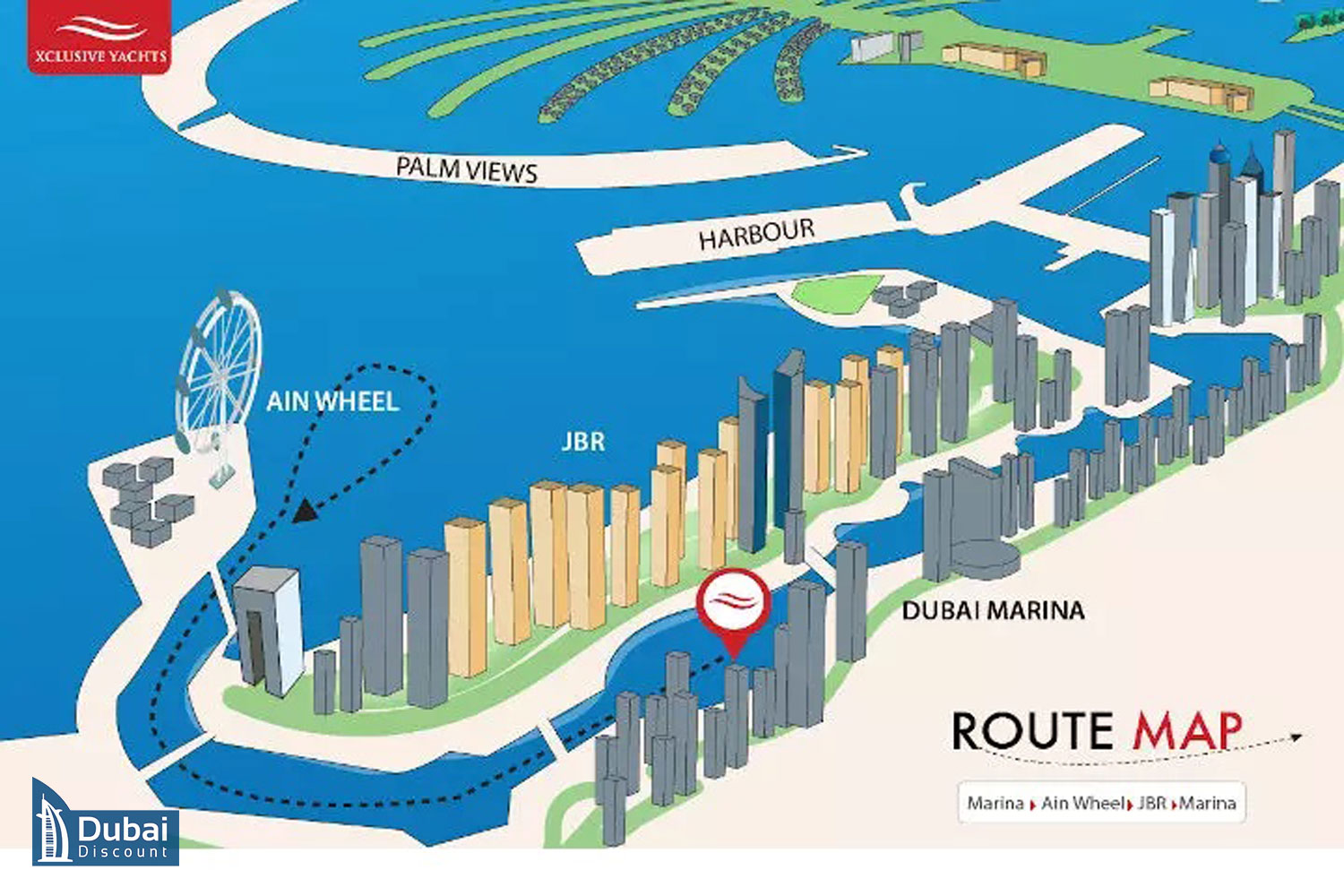 مسیر تور 1 ساعته کشتی عین دبی Xclusive